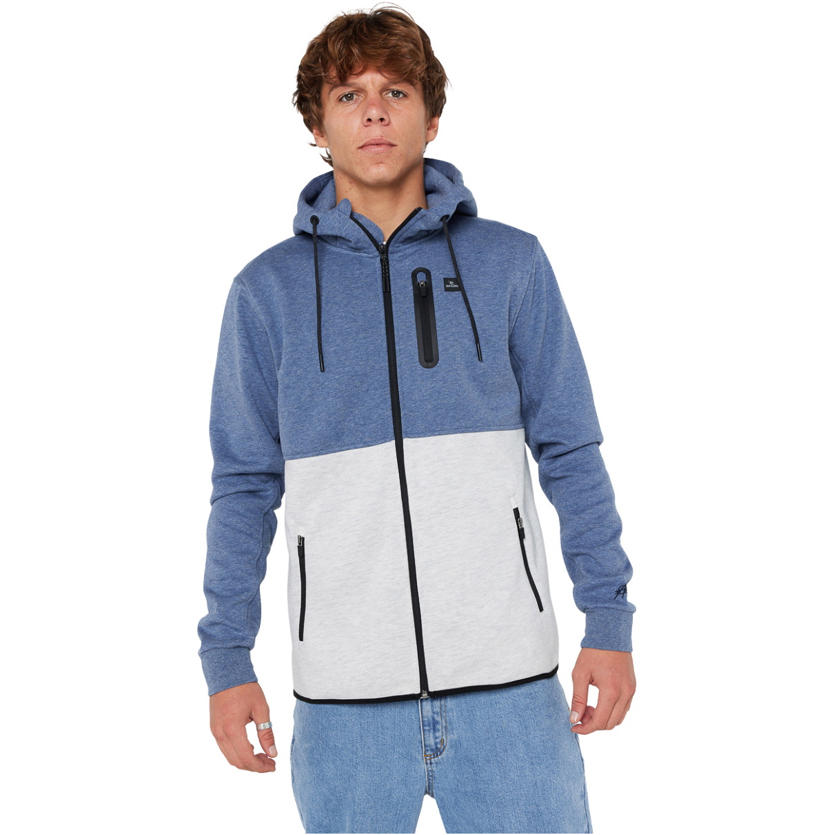 2025 Rip Curl Männer Anti Series Departed Zip Fleece CFEDB9 - Navy / Grey